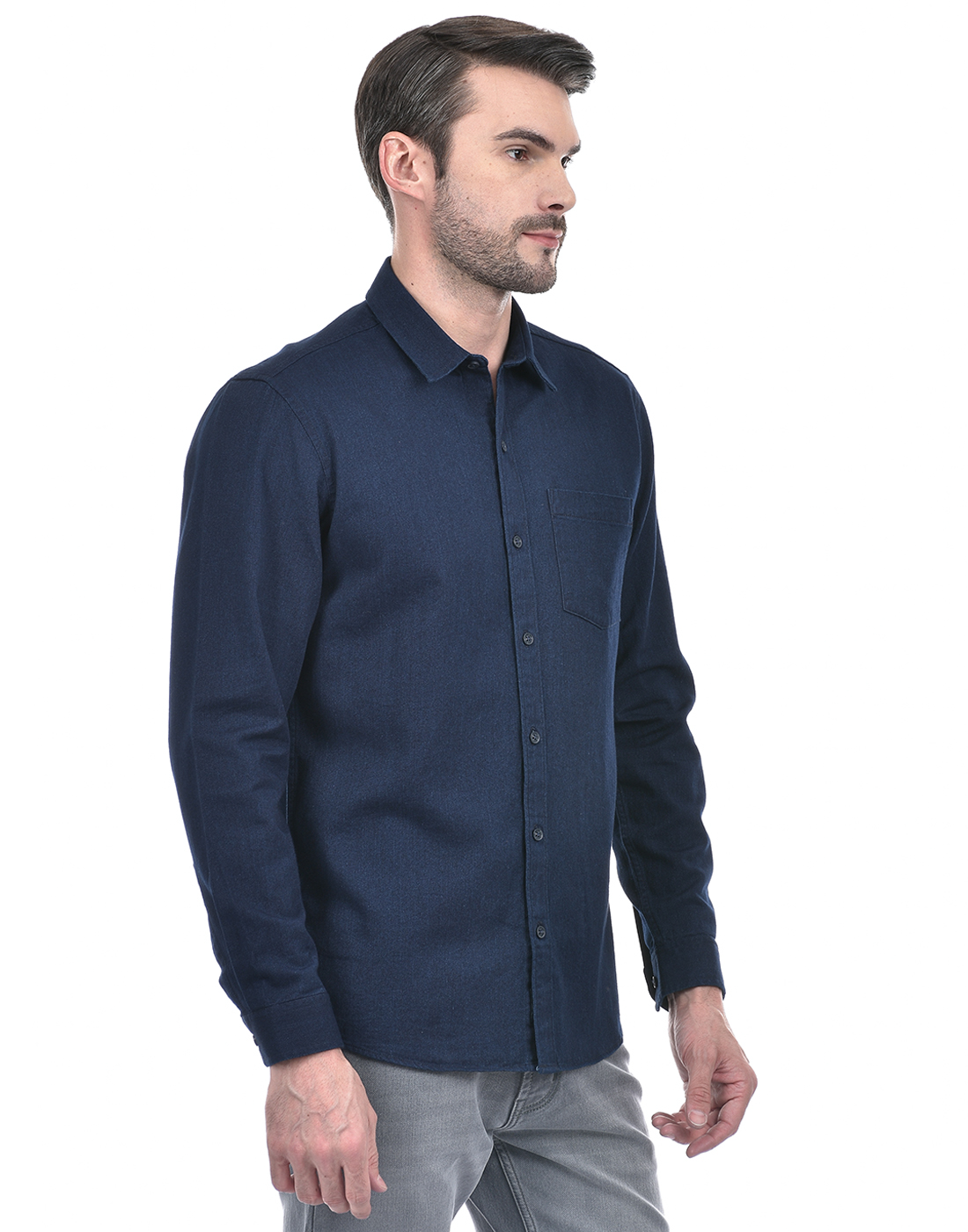 Numero Uno Men Solid Dark Blue Shirt